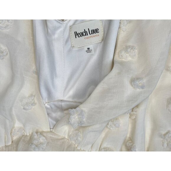 Peach Love California Women's Ivory Textured V-Neck Dress Size M - Picture 5 of 7